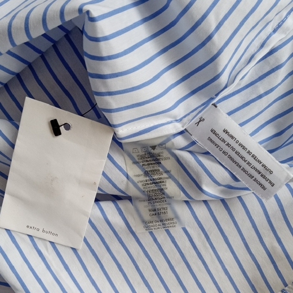 Calvin Klein Striped Off-Shoulder Ruffle Blouse - Picture 13 of 15
